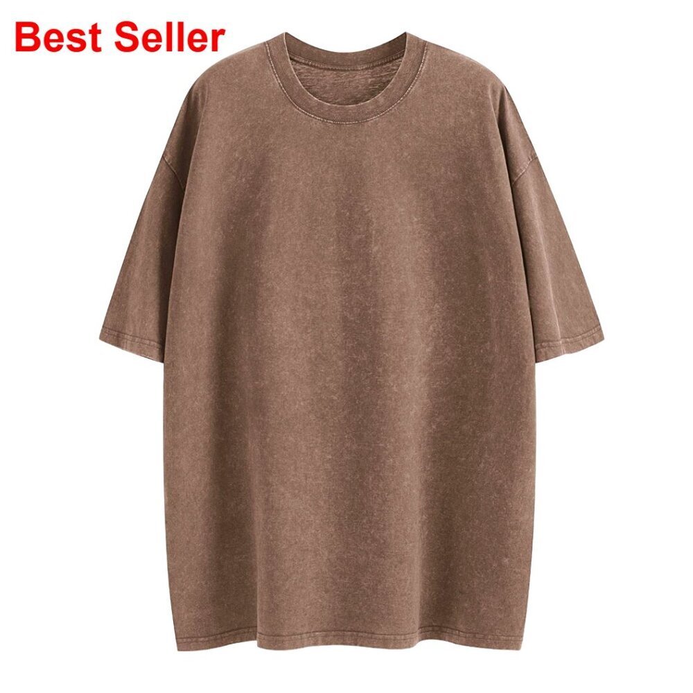 Oversized Vintage Acid Wash Cotton Tee Loose Fit Unisex T-Shirt